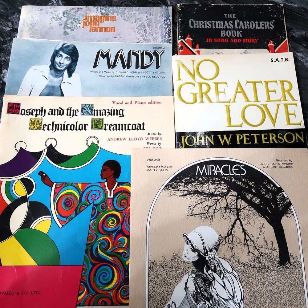 "Before Spotify Was Cool" 6 Pc Vintage Sheet Music Bundle Piano Guitar DIY Craft
